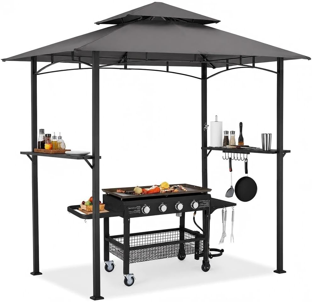 AECOJOY 8' x 5' Outdoor Grill Gazebo Canopy, BBQ Canopy for Outdoor G...