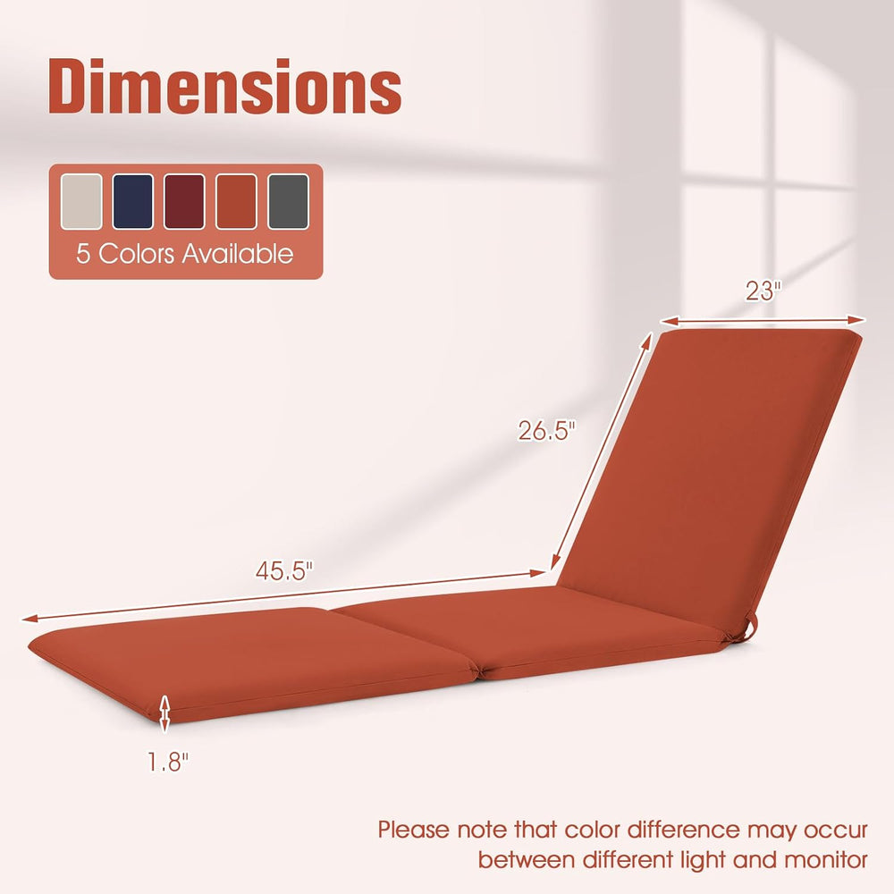 Tangkula Chaise Lounge Cushion, Tri-Fold Lounger Pad with Hook & Loop Fas...