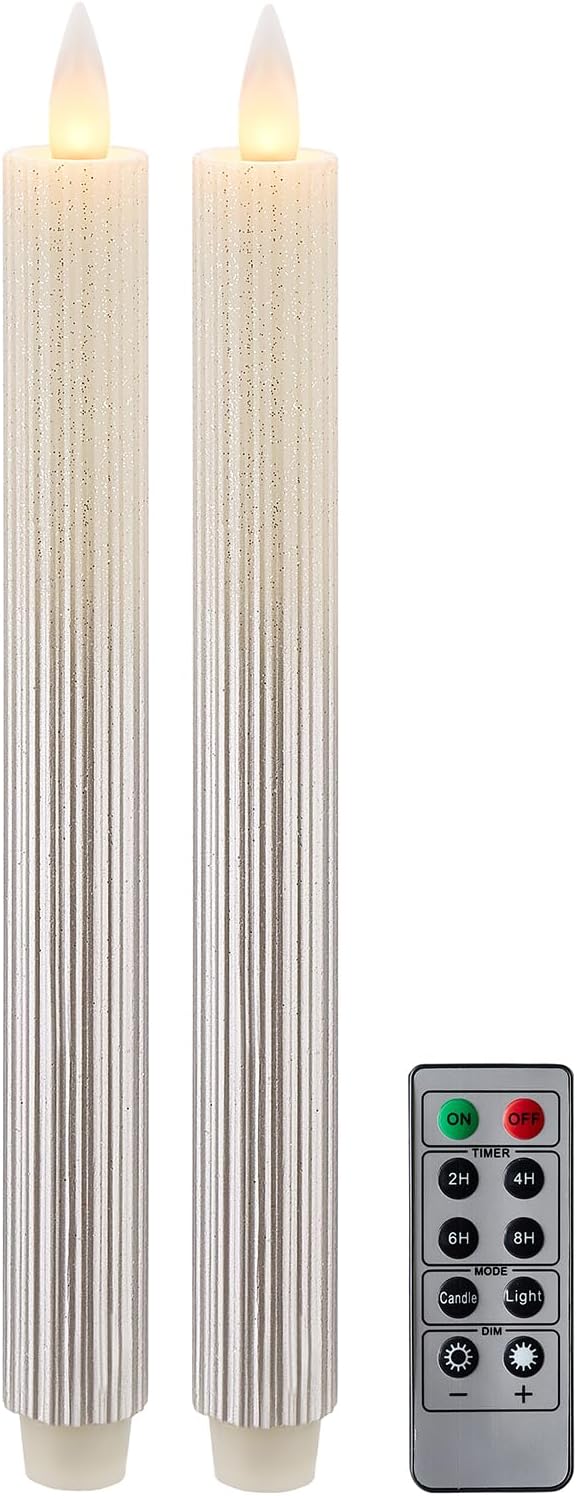 Flameless Taper Candles Flickering with Remote and Timer, 3D Moving Flame Tap...