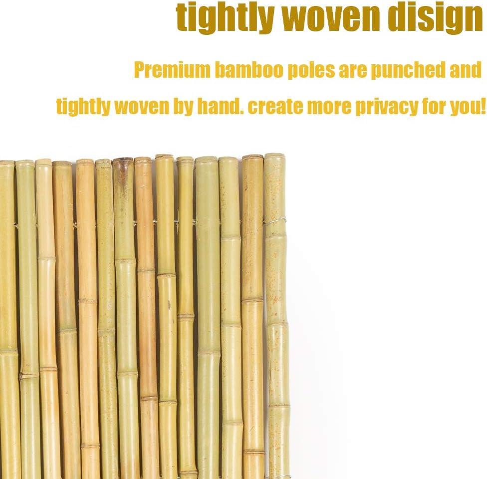 Mininfa Natural Rolled Bamboo Fence, Eco-Friendly Bamboo Fencing, 4 ft High x...