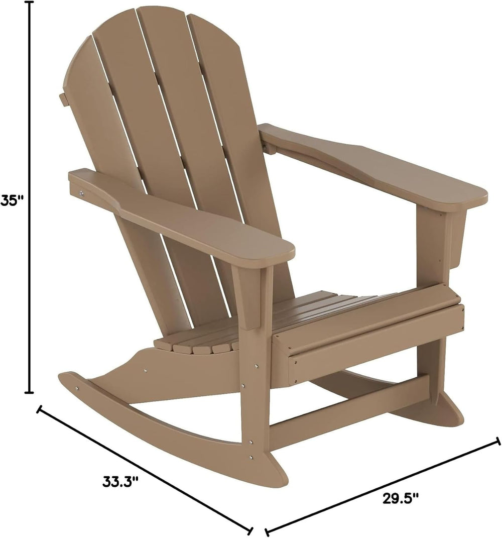 HDPE Laguna Outdoor Rocking Poly Adirondack Chair, Weathered Wood