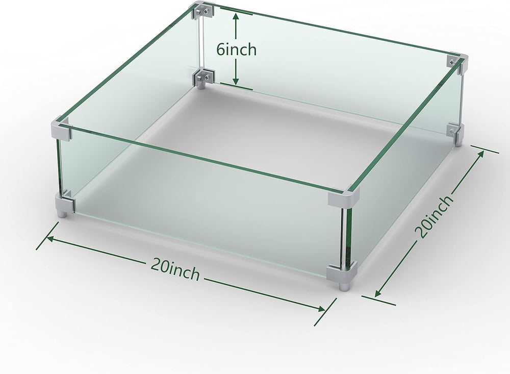 20"x20"x6" Square Fire Pit Wind Guard, Guard for 28-32 inch Fi...