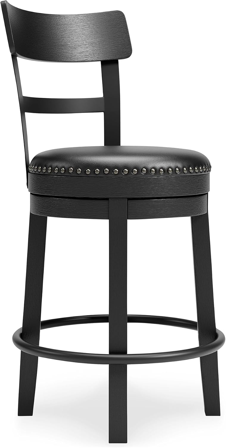 Signature Design by Ashley 1-Piece Counter Height Bar Stool, Black Swivel