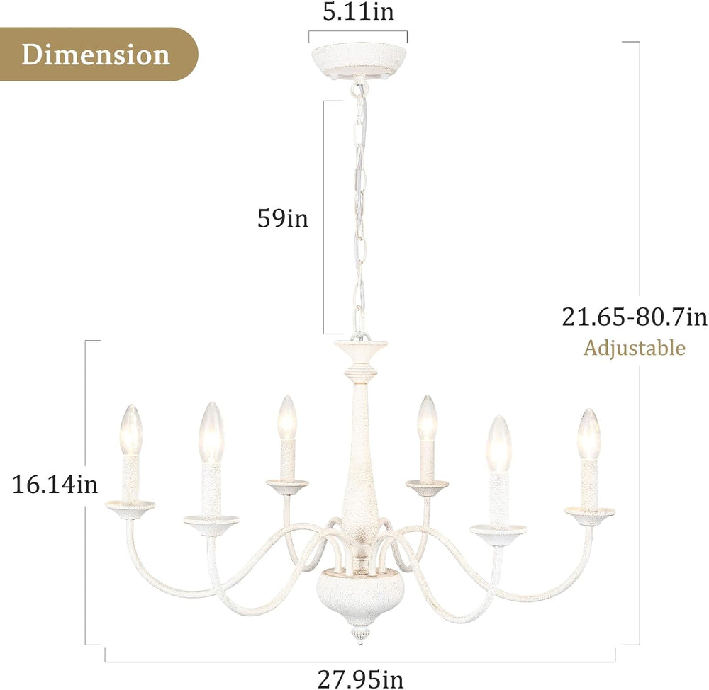 Generies French Country Chandelier, 6-Lights Rustic Farmhouse Chandelier for ...