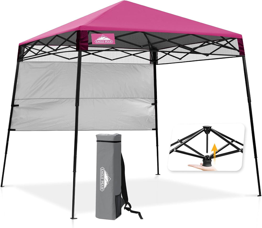 EAGLE PEAK 8x8 Pop Up Canopy Tent, Compact Backpack Canopy, Pink