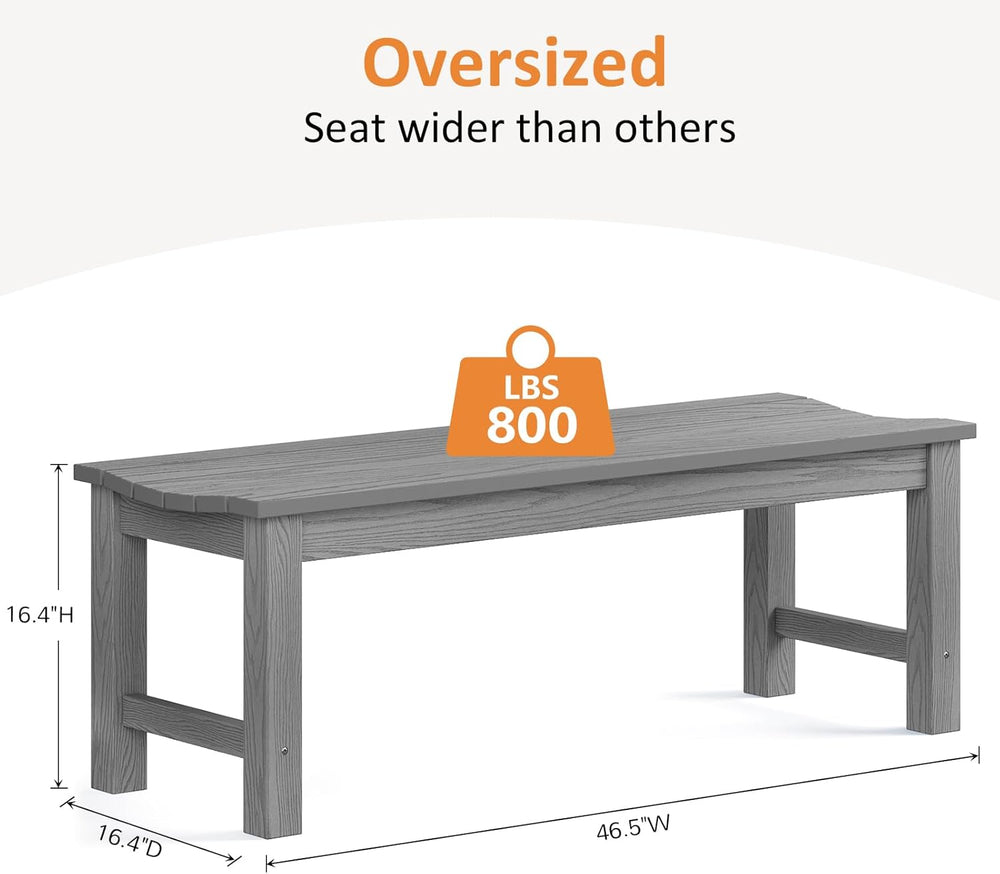 Outdoor Bench, 2-Person Patio Backless Bench Holds up to 800lbs, Weatherproof...