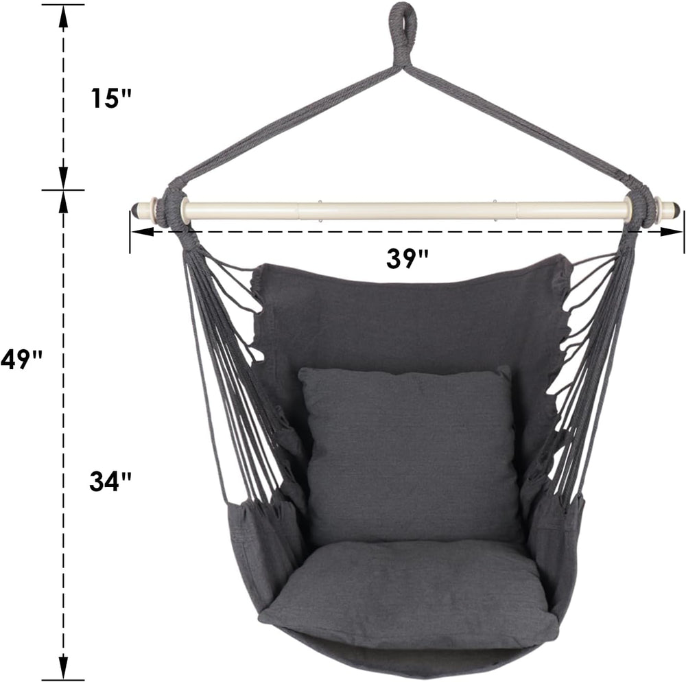 Highwild Hammock Chair Hanging Rope Swing - Max 500 Lbs - 2 Cushions Included...