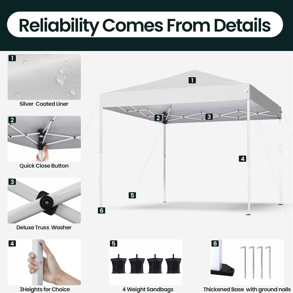 Shades 10x10 Pop Up Canopy, Heavy Duty Beach Tent with Carrying Bag for Easy ...