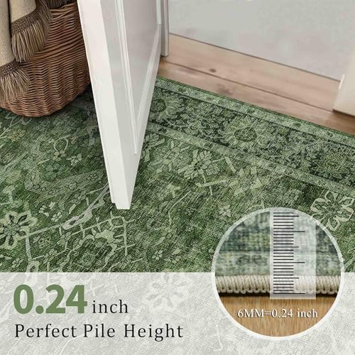 Zeeinx 4x6 Washable Area Rug for Living Room Bedroom Dining Room Green