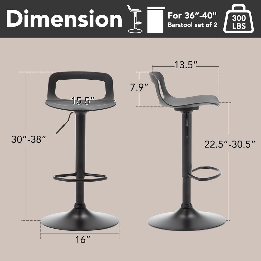 GOTMINSI Modern Adjustable Bar Stool - 300 lbs Capacity, Waterproof PP Seat, ...