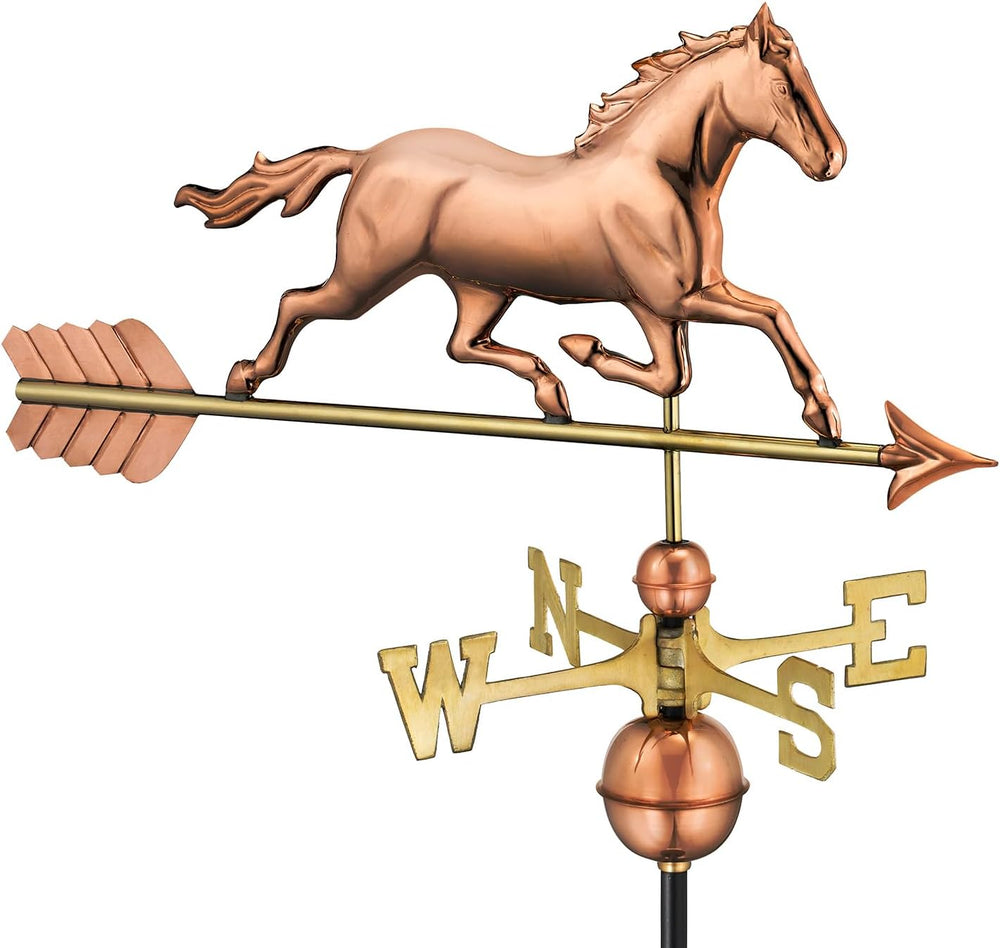 Good Directions Polished Copper Trotting Horse Weathervane – Decorative Rooft...