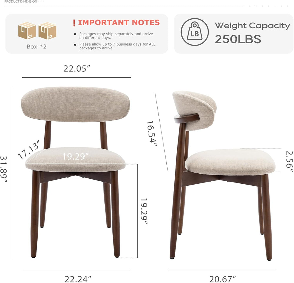 COLAMY Wooden Dining Chairs Set of 4, Modern Fabric Upholstered Kitchen Side ...