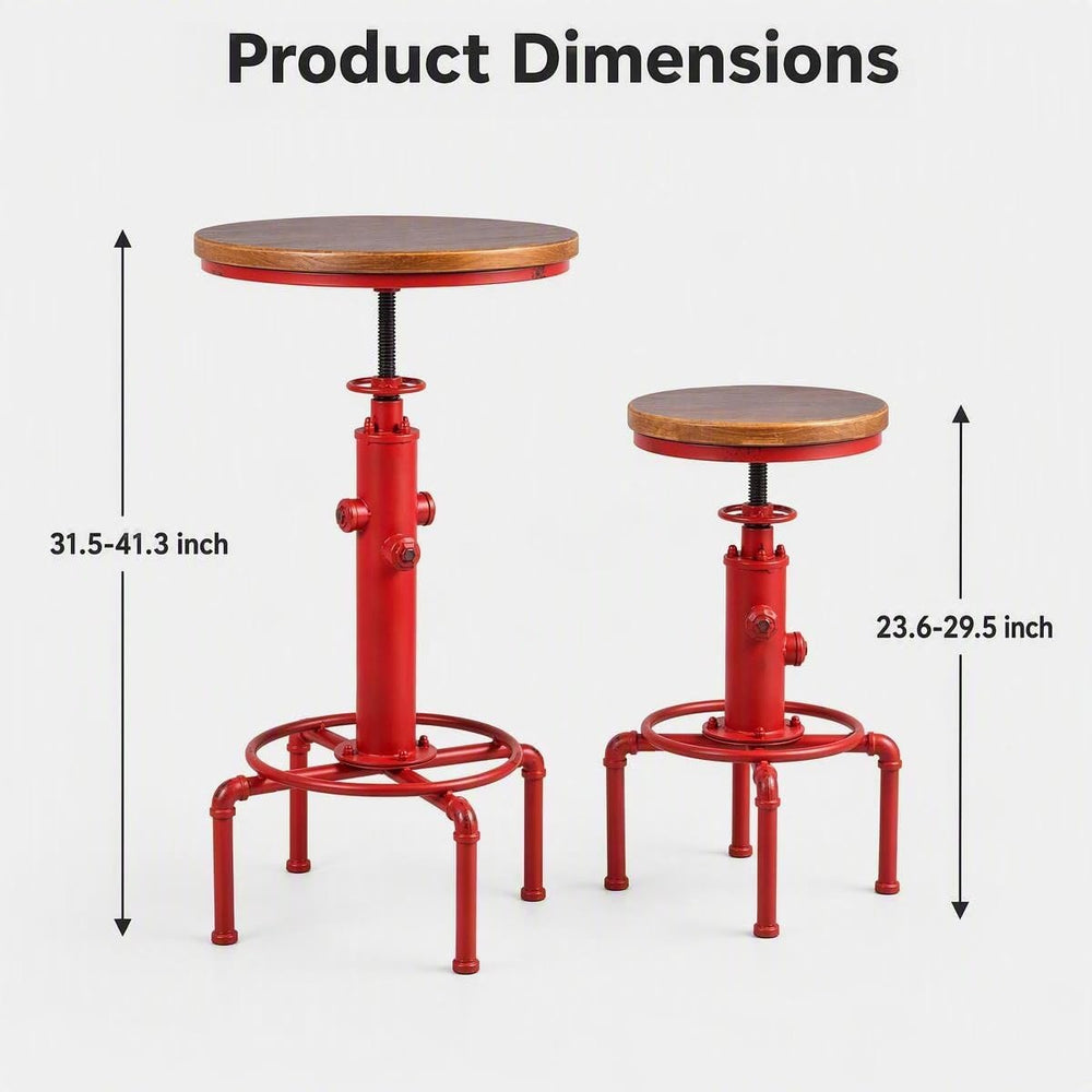 Topower 3 Piece Pub bar Set Vintage Industrial Round bar Table and Stools for...