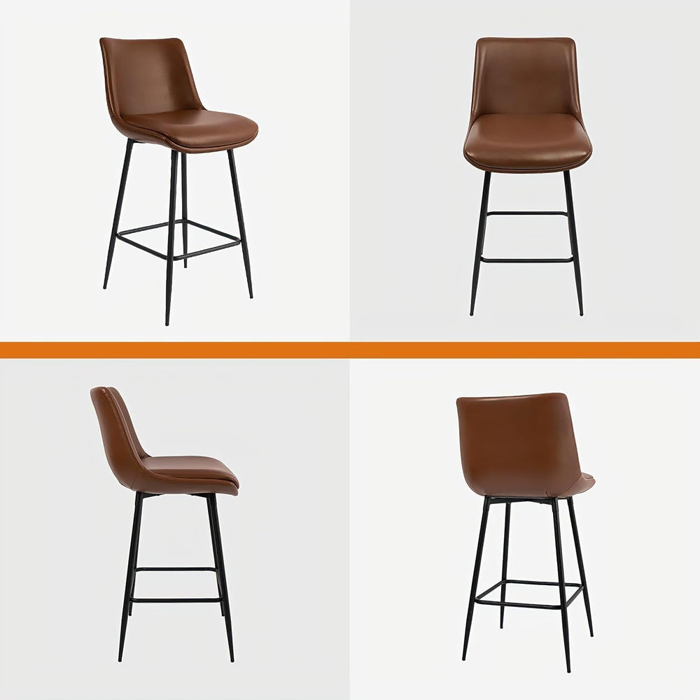 Counter Height Bar Stools Set of 2, FSC Certified Upholstered Faux Leather Ba...