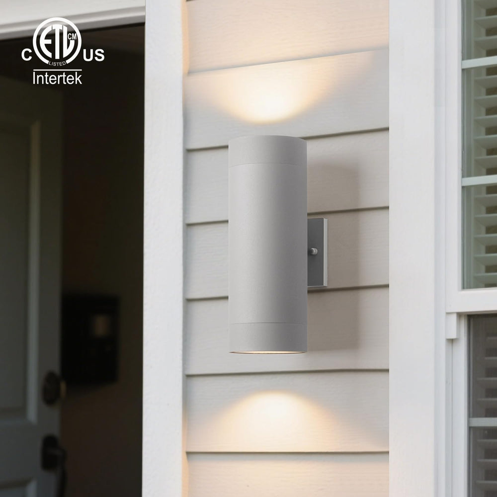 mirrea 12" Modern Outdoor Porch Light in 2 Lights, 2 Pack, Metallic Gray