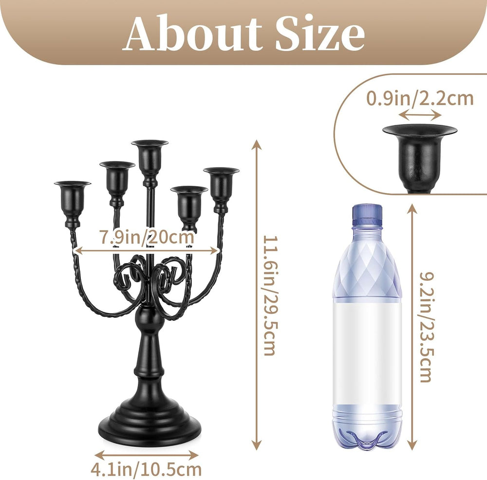 Sziqiqi Black Candelabra Candle Holder for Halloween, 5 Arms Candelabra