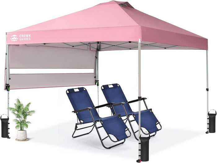 CROWN SHADES 10x10 Pop up Canopy with Adjustable Awning, Pink