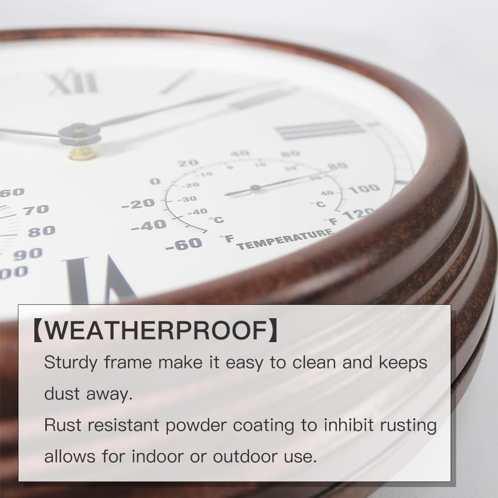 BESTIME MT-32 Three-in-one Double Sided Metal Wall Clock.Quiet,Easy Read,Anti...