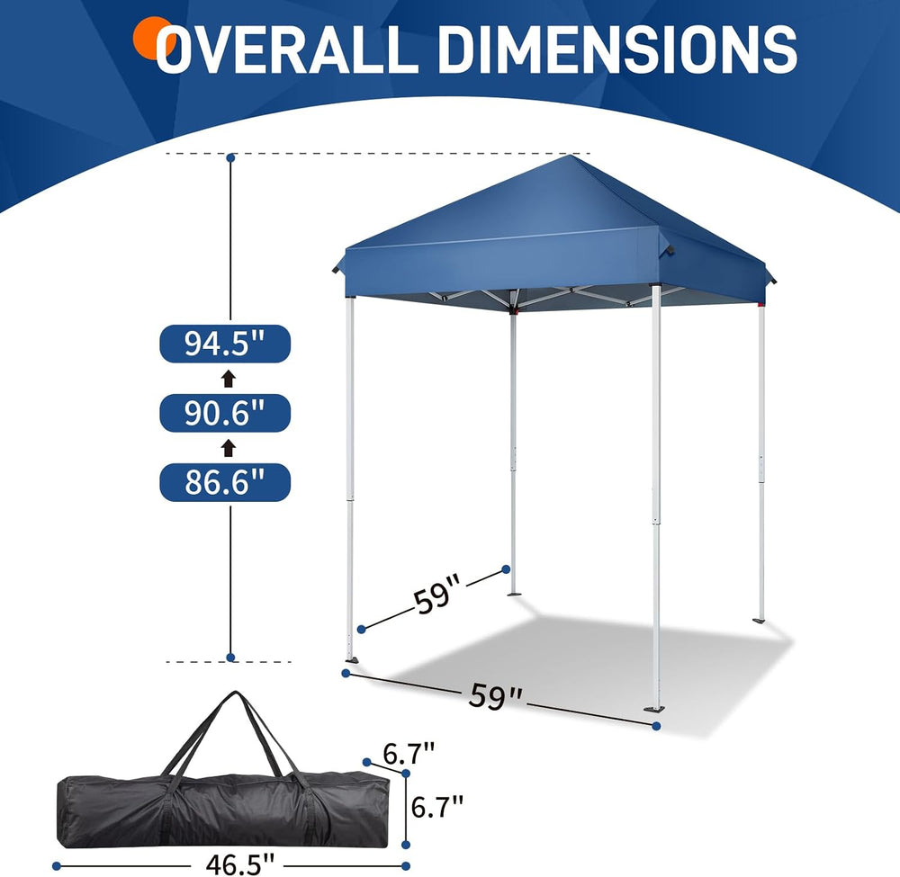 5x5 Pop Up Canopy Tent, Outdoor Small Shade Canopy Tent with Carry Bag, Porta...