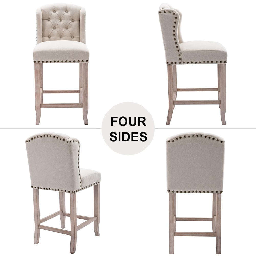 DUOMAY Tufted 26" Counter Stools Set of 4, Linen Beige