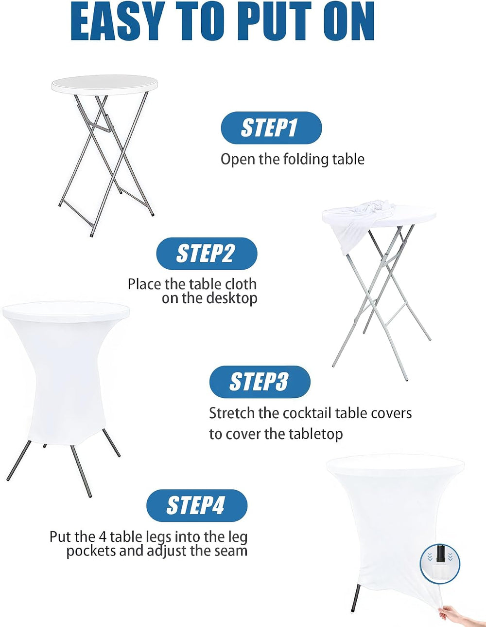 Cocktail Table Covers - 6 Pack 32x43 Inch Table Cloth - White