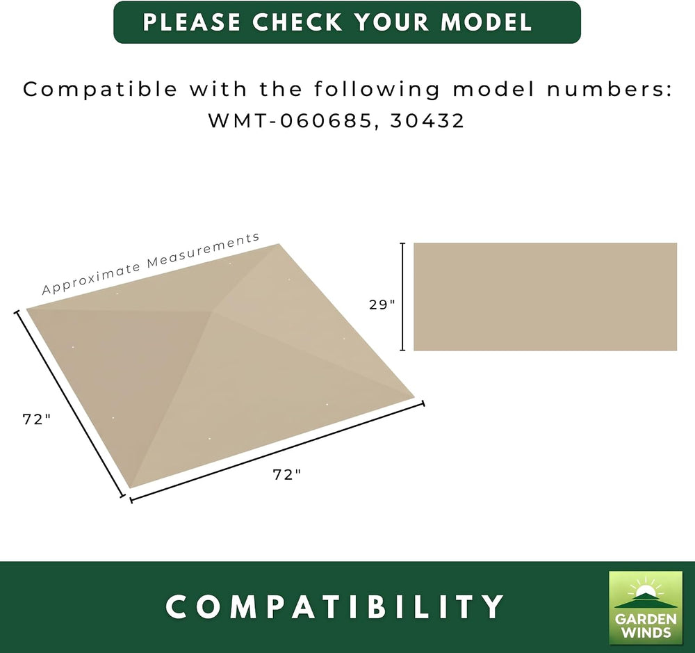 Garden Winds Reinforced RipLock 350 Replacement Canopy Top Cover and Sunwall ...