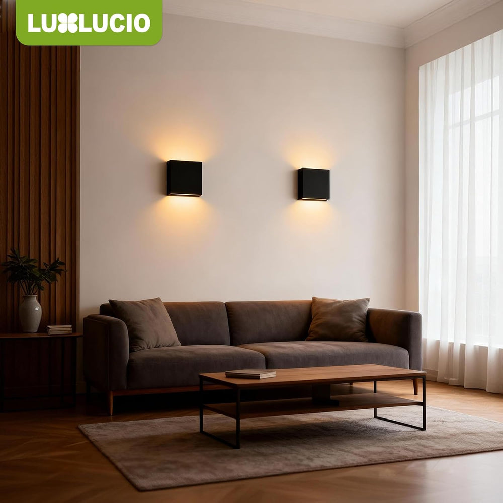 2 Pack Indoor Outdoor Black Up and Down LED Wall Light, Modern Bedroom/Porch ...