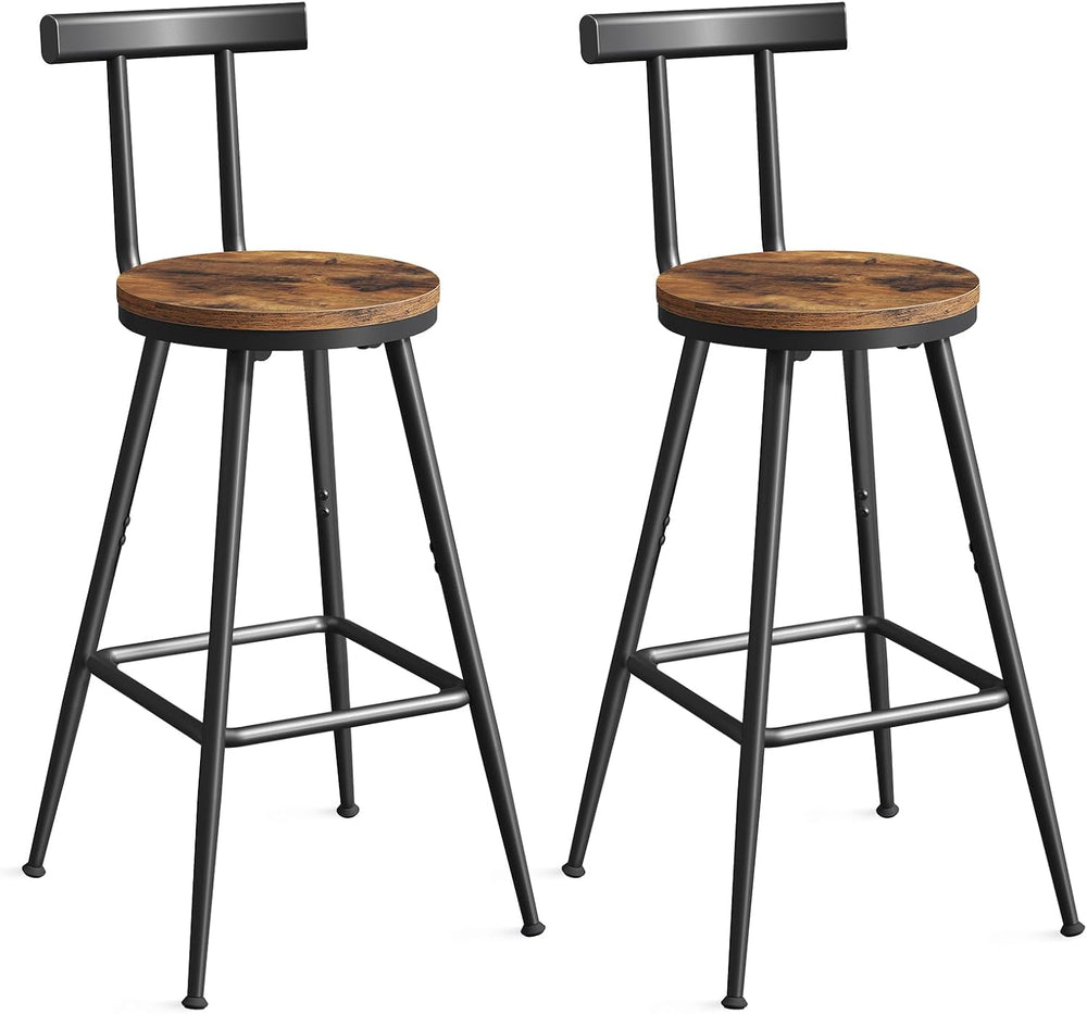 MAHANCRIS Bar Stools, Set of 2 Bar Chairs with Backrest and Footrest, 26"...
