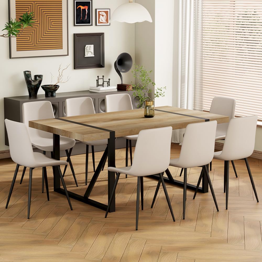 Dining Table Set for 8, 71'' Wood Dining Table and Chairs Set of 8