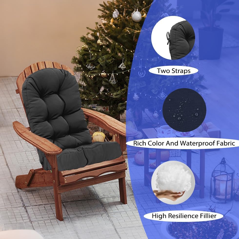 Outdoor Rocking Chair Cushion Set of 2 for Adirondack Chair, High Back Patio ...