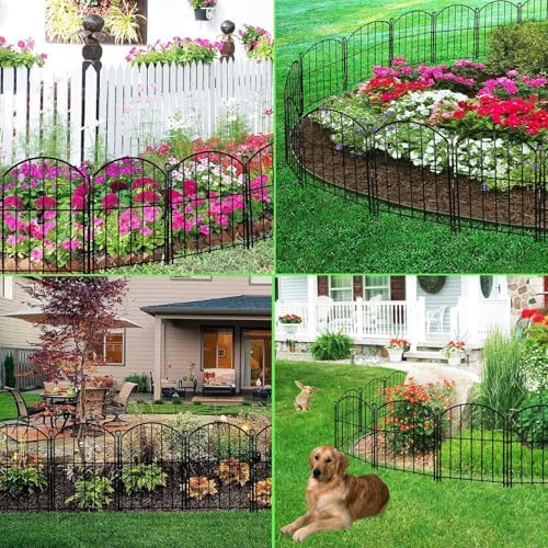 Decorative Garden Fence 17in(H)x13in(W), 26 Pack Rustproof Metal No Dig Fence...