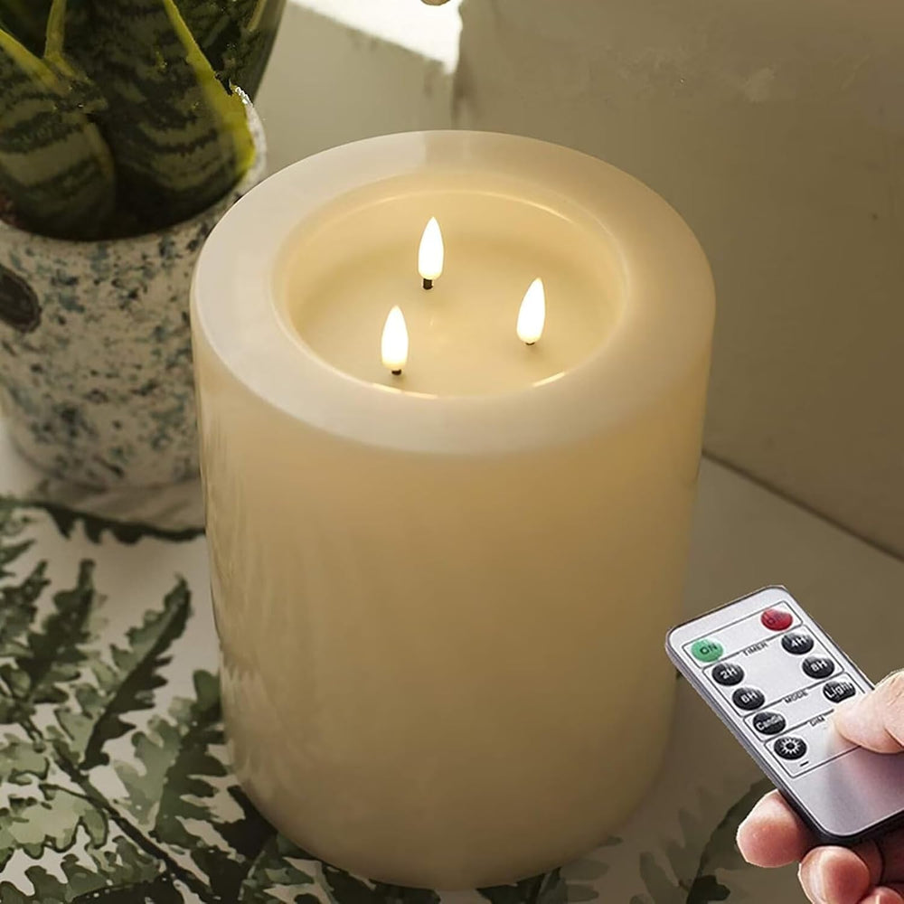 Outdoor XL 6.45" x 8" Large Flameless Candles with Remote, Rainproo...
