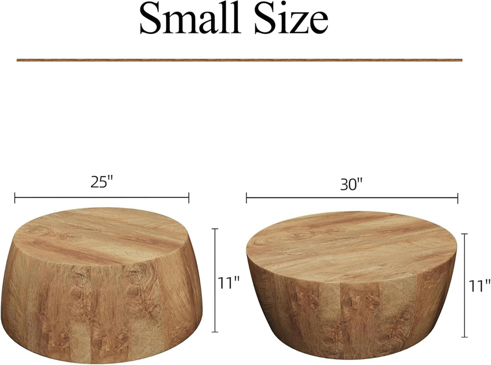 30" Round Coffee Table, Drum Coffee Tables for Living Room, Vintage Reve...