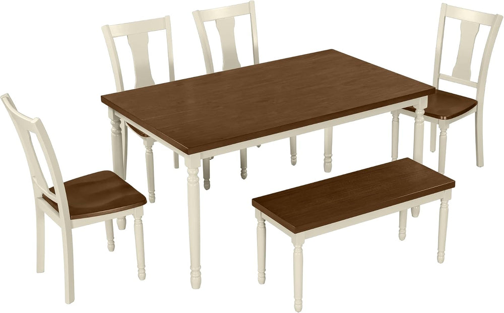 LUMISOL 60" Farmhouse Kitchen Table Set for 4-6 (6-Piece)