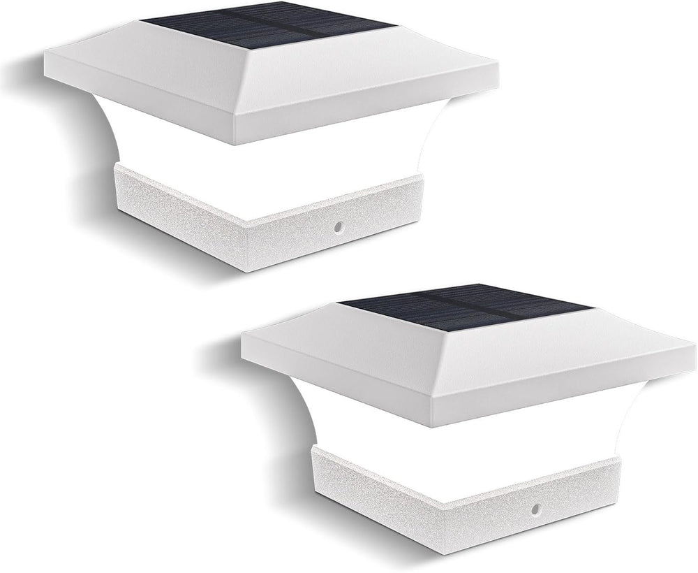 T-SUN 4X4 Solar Post Cap Lights Outdoor Waterproof, White 2 Pack