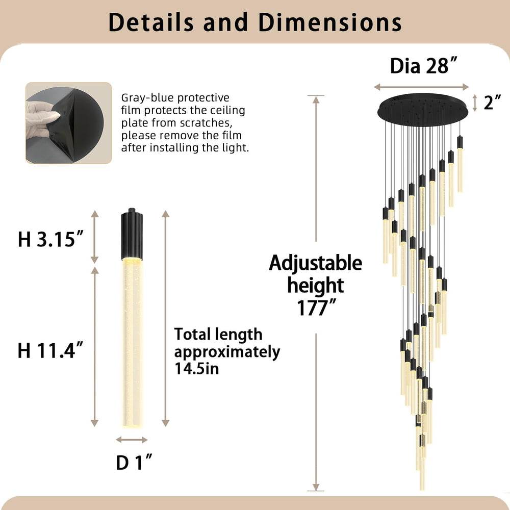 30-Light High Ceiling Chandeliers Large Crystal Column Chandelier Long Spiral...