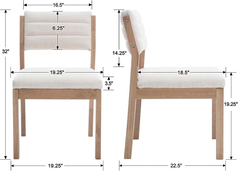 RIVOVA Linen Dining Chairs Set of 6, Comfortable Upholstered Kitchen Chairs w...