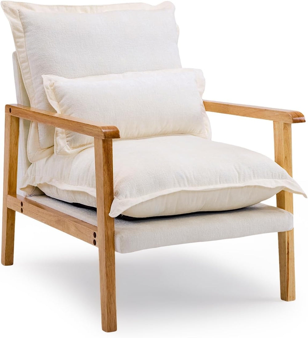 VINGLI Mid-Century Modern Cloud Accent Armchair with Lumbar Pillow, 6.3'&...