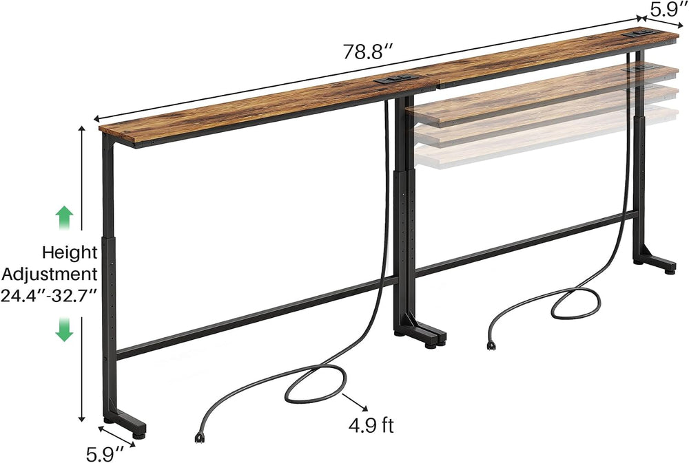 Kitstorack 2-Pack Narrow Console Table with Adjustable Height (25"-33&qu...