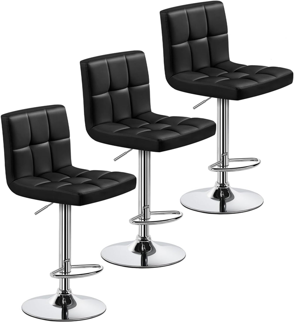 Yaheetech Bar Stools Set of 3 Adjustable Counter Height Barstools Black
