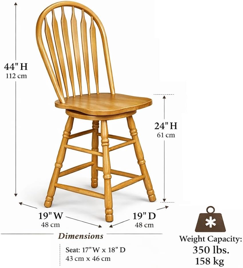 Sunset Trading Selections 24" Counter Height Swivel Barstool | Farmhouse...