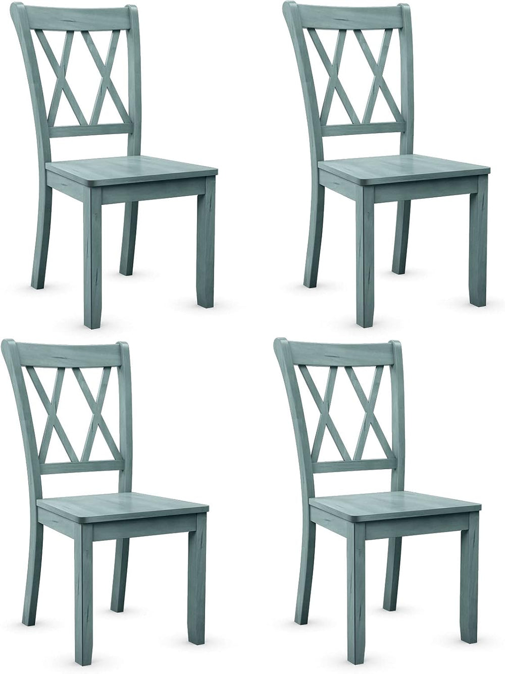GIANTEX Set of 4 Dining Chairs, Rubber Wood Dining Room Chair, Farmhouse Dini...