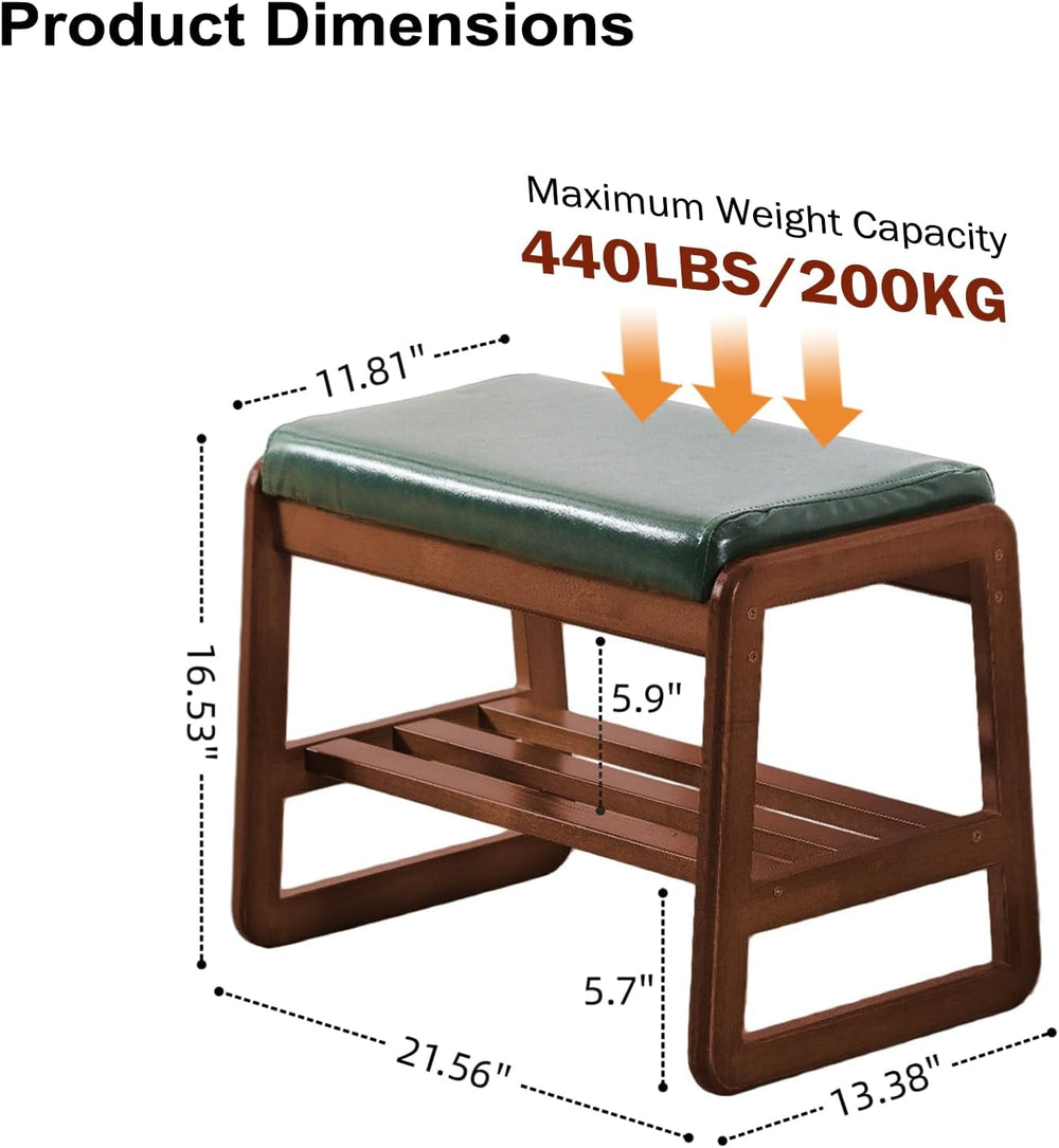 SOBIBO Solid Wood Shoe Bench, 2-Tier Wooden Entryway Bench, Modern Shoe Rack ...