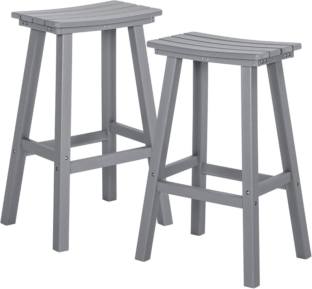 nalone 29 Inch Outdoor Bar Stools Set of 2, HDPE Bar Chairs with Footrest, We...