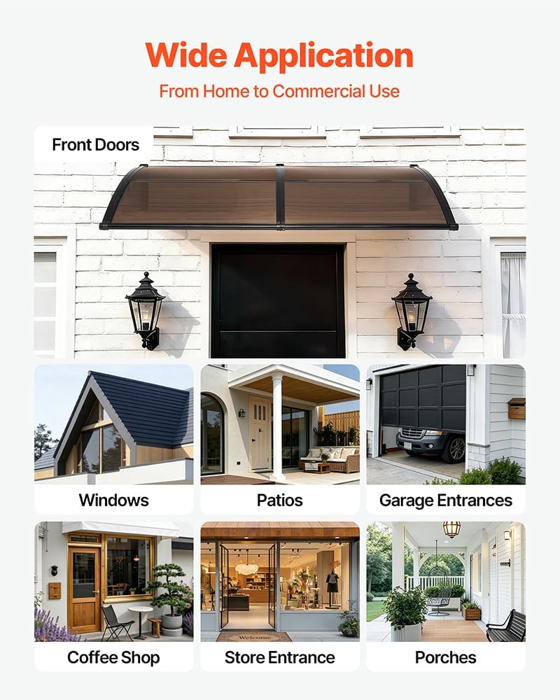 VEVOR Awnings for Door Entrance 38" x 78" Window Awning Canopy Exte...