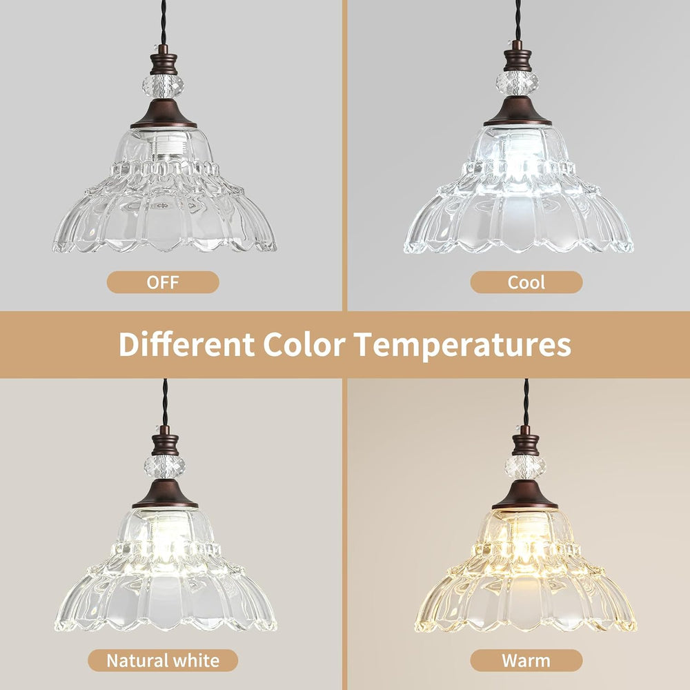 1 Piece Vintage Chandelier in Oil Rubbed Bronze Finish with Flower-Shaped Gla...