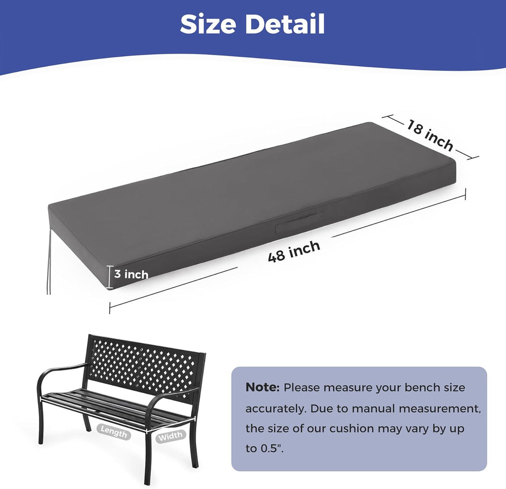 IPYNBAP Outdoor Bench Cushion Waterproof, 48x18x3 Inch, Dark Grey