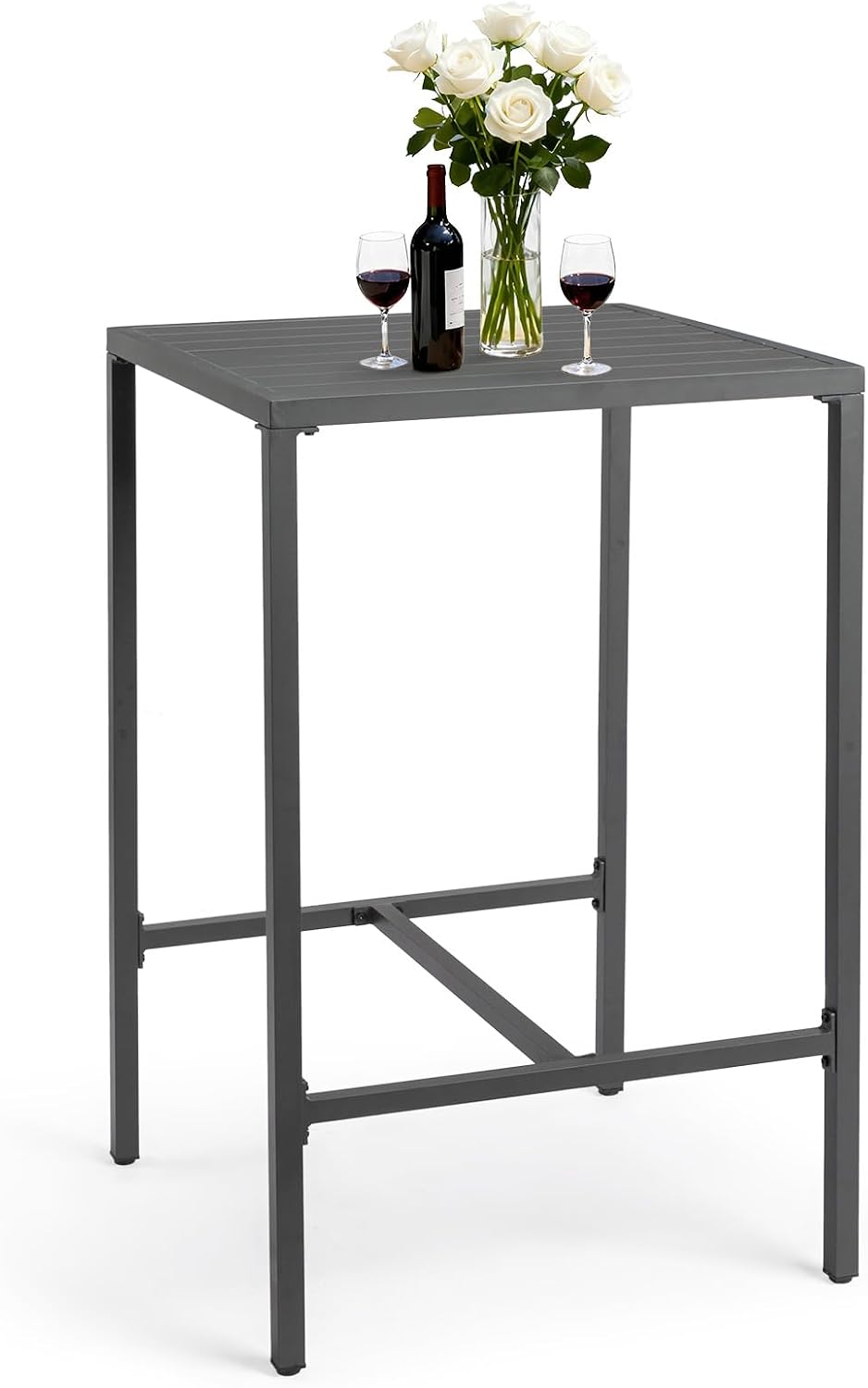 VINGLI 27 Inch Outdoor Bar Table, All-Weather Aluminum Patio Balcony Pub Tabl...