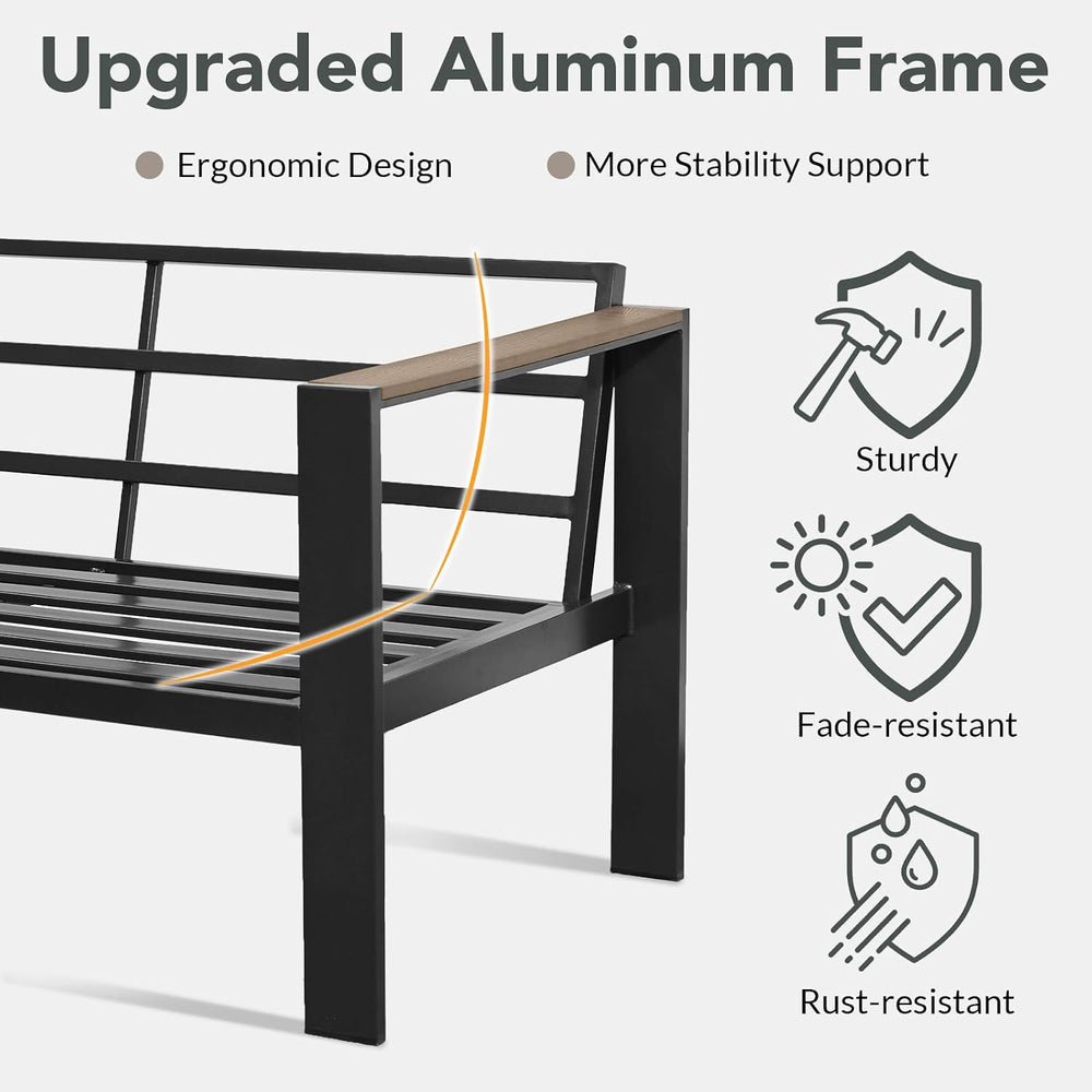 Outdoor Patio Furniture Set 5 Pieces Luxury Aluminum Patio Conversation Set w...