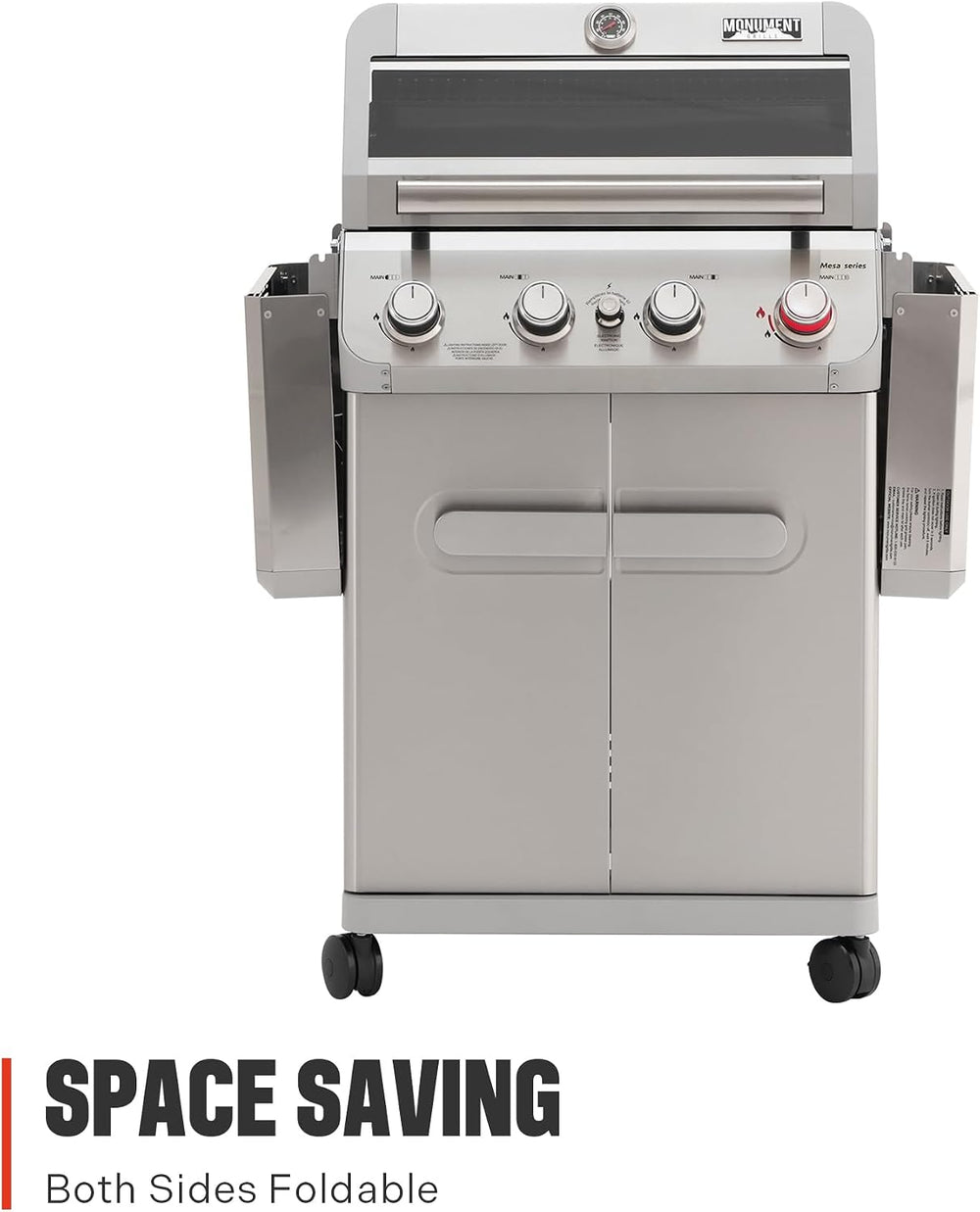 Monument Grills 4 Burner Propane Gas Grill, Stainless Steel Outdoor Patio Bar...
